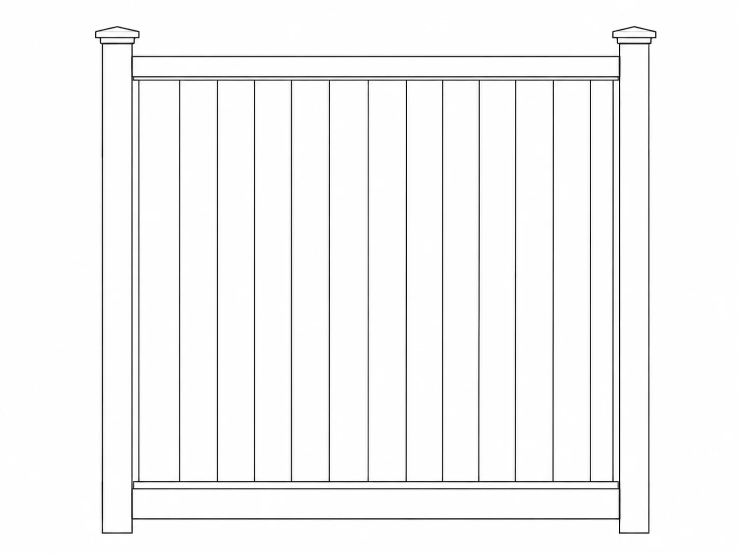 Simple wooden fence panel with two sturdy posts at each end and vertical pickets.